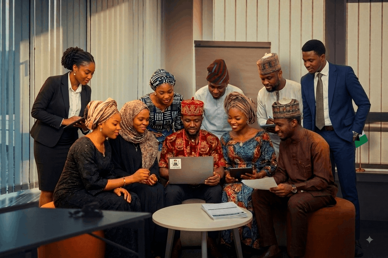 Young Nigerians actively collaborating in the National Youth Data Bank empowerment program